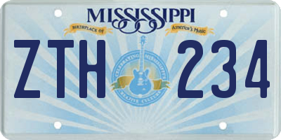 MS license plate ZTH234