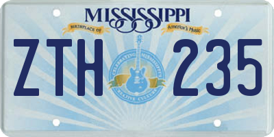 MS license plate ZTH235