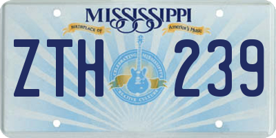 MS license plate ZTH239