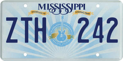 MS license plate ZTH242