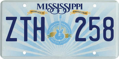 MS license plate ZTH258