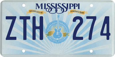 MS license plate ZTH274