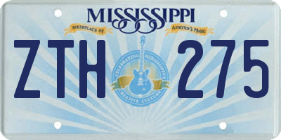 MS license plate ZTH275