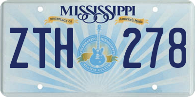 MS license plate ZTH278