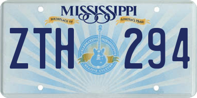 MS license plate ZTH294