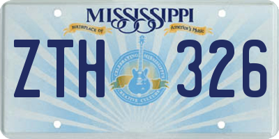 MS license plate ZTH326