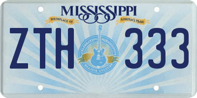 MS license plate ZTH333