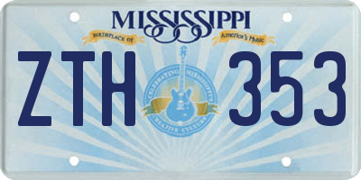 MS license plate ZTH353