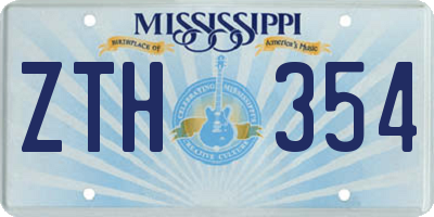 MS license plate ZTH354