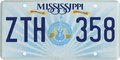 MS license plate ZTH358