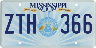 MS license plate ZTH366