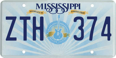 MS license plate ZTH374
