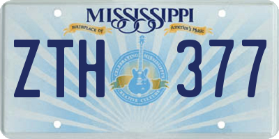 MS license plate ZTH377