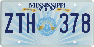 MS license plate ZTH378