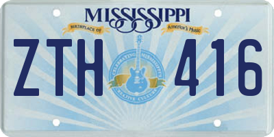 MS license plate ZTH416