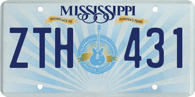 MS license plate ZTH431