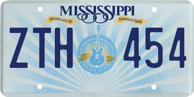 MS license plate ZTH454