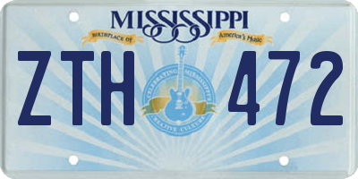 MS license plate ZTH472