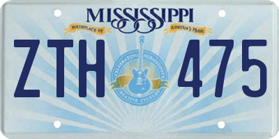 MS license plate ZTH475