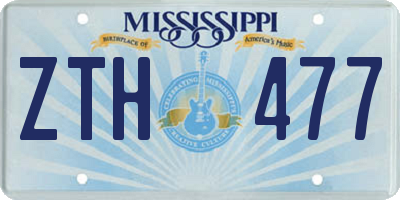 MS license plate ZTH477