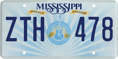 MS license plate ZTH478