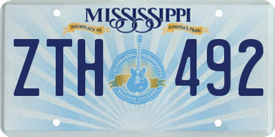 MS license plate ZTH492
