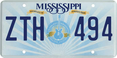 MS license plate ZTH494
