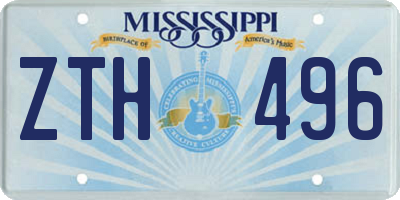 MS license plate ZTH496
