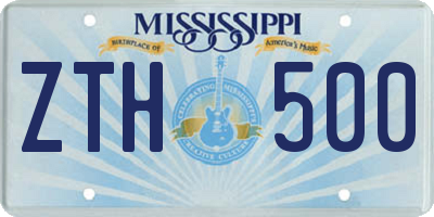 MS license plate ZTH500