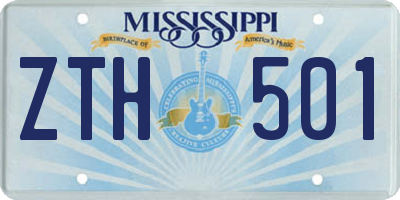 MS license plate ZTH501