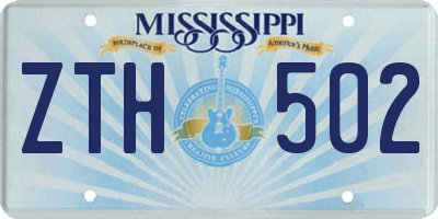MS license plate ZTH502