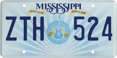 MS license plate ZTH524
