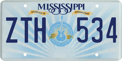 MS license plate ZTH534