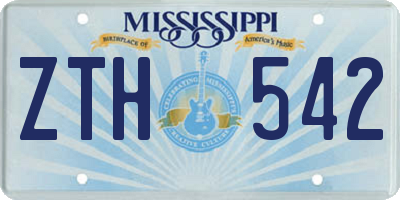 MS license plate ZTH542