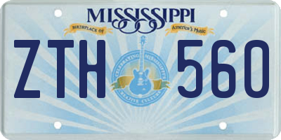 MS license plate ZTH560