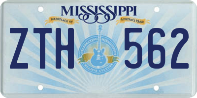 MS license plate ZTH562