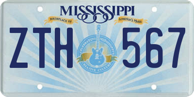 MS license plate ZTH567