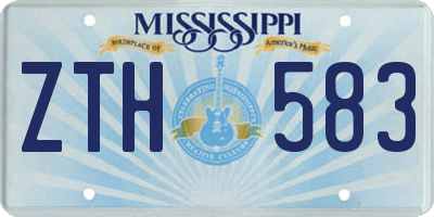 MS license plate ZTH583