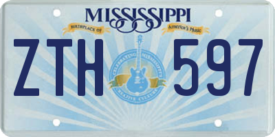 MS license plate ZTH597