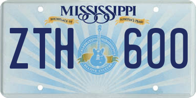 MS license plate ZTH600