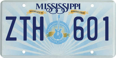 MS license plate ZTH601