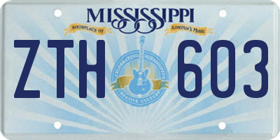 MS license plate ZTH603