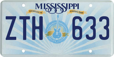 MS license plate ZTH633