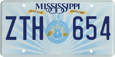 MS license plate ZTH654