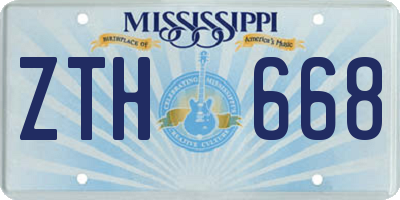 MS license plate ZTH668