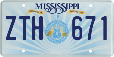MS license plate ZTH671