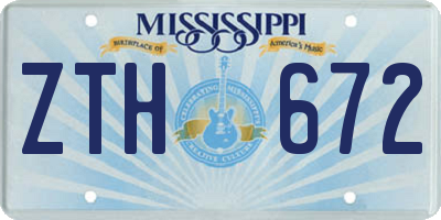 MS license plate ZTH672