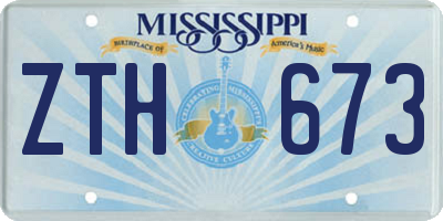 MS license plate ZTH673