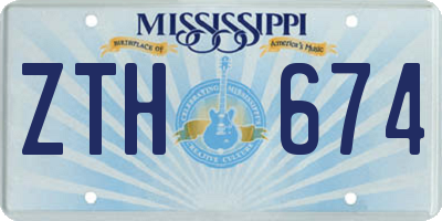 MS license plate ZTH674