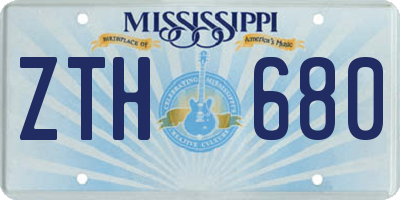 MS license plate ZTH680